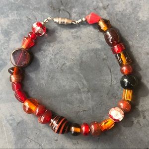 Vintage Red Glass Bead Bracelet